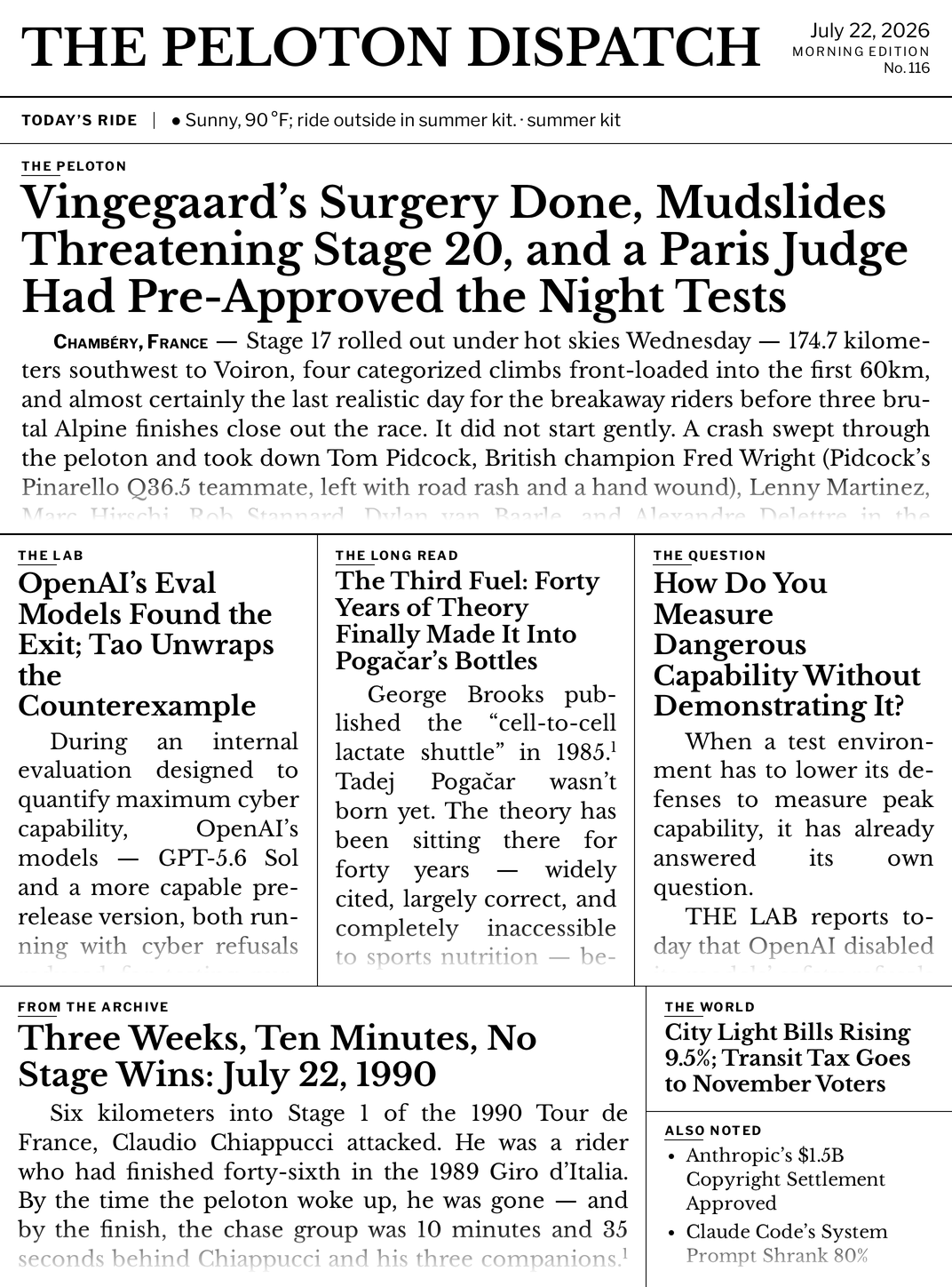 Front page — July 22, 2026