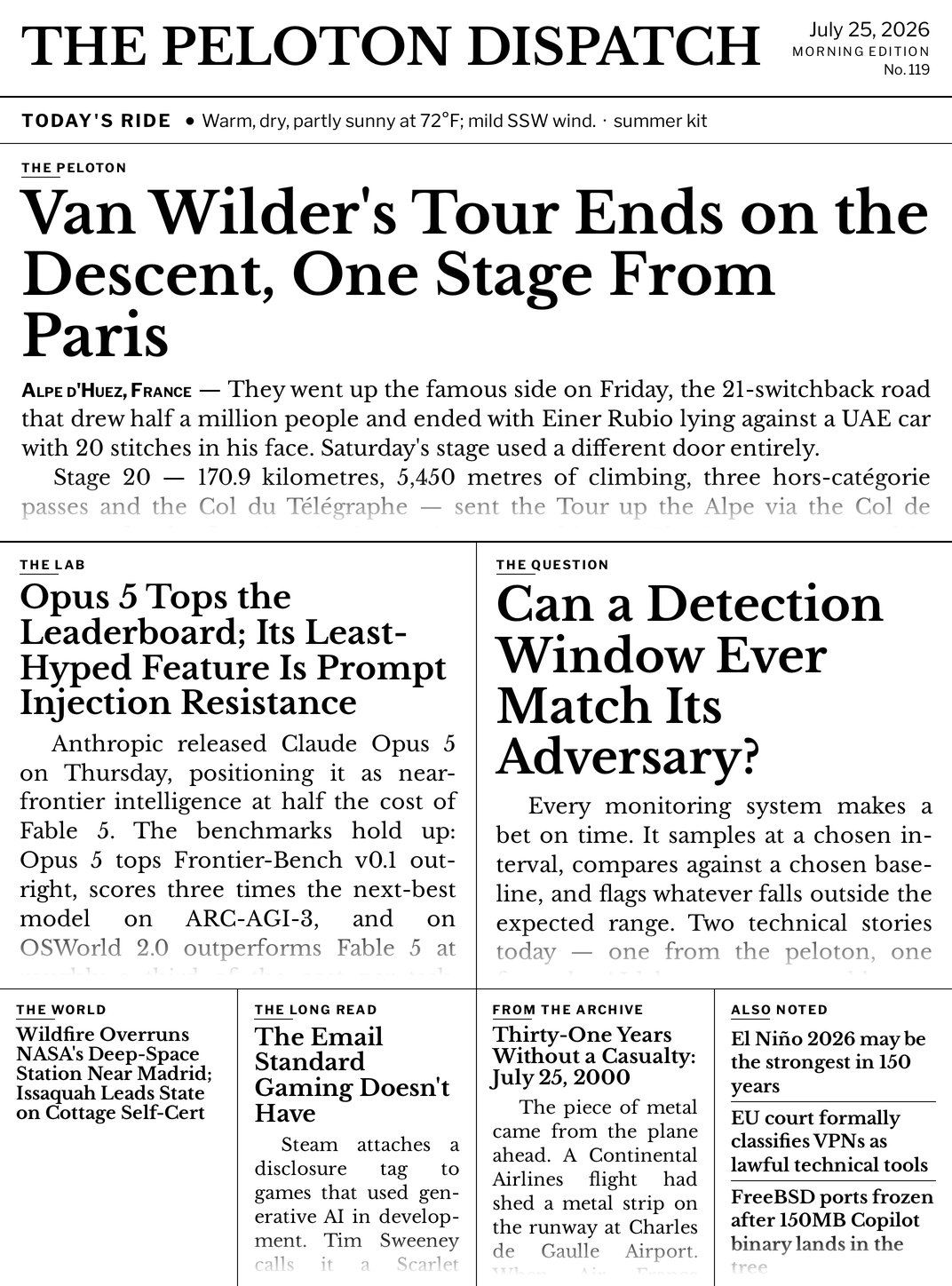 Front page — July 25, 2026